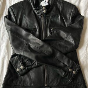 Sleek Black Leather Jacket for Women